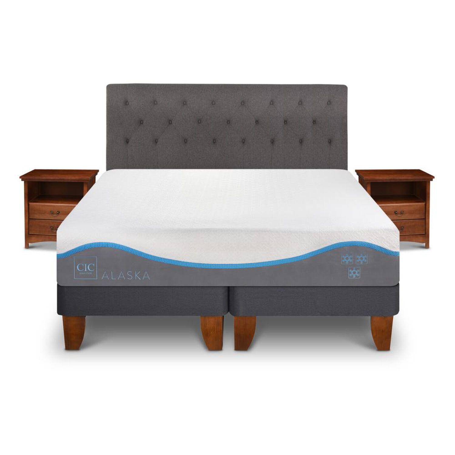 Cama Europea Cic Alaska / King / Base Dividida + Set De Maderas image number 0.0