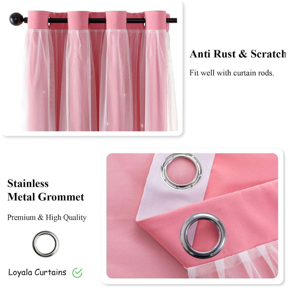 Cortinas Blackout Con Agujero Estrella Y Visillo Integrado - Rosa image number 4.0