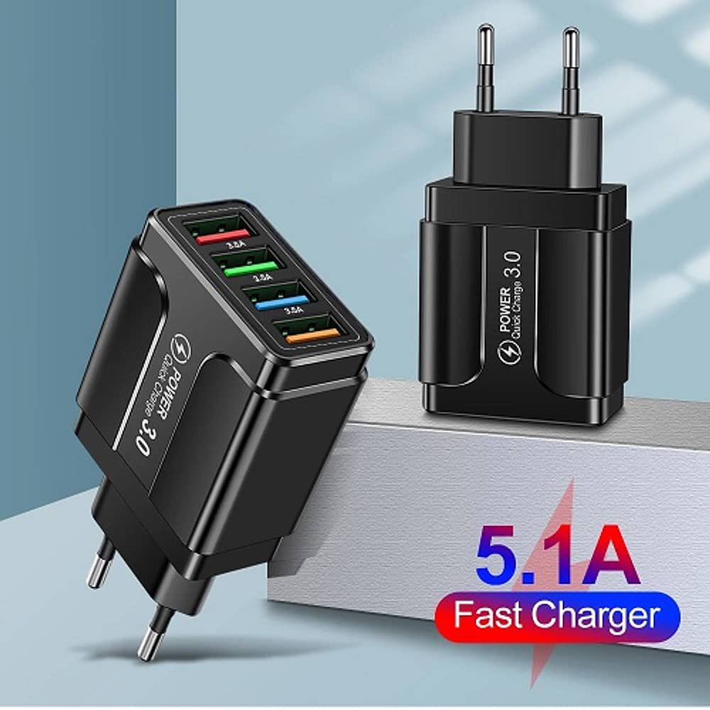 Cargador De Pared Para Celular 4 Usb 3,5 Amp Carga Rapida Telefonos Smarphone Total Sin Cable image number 3.0