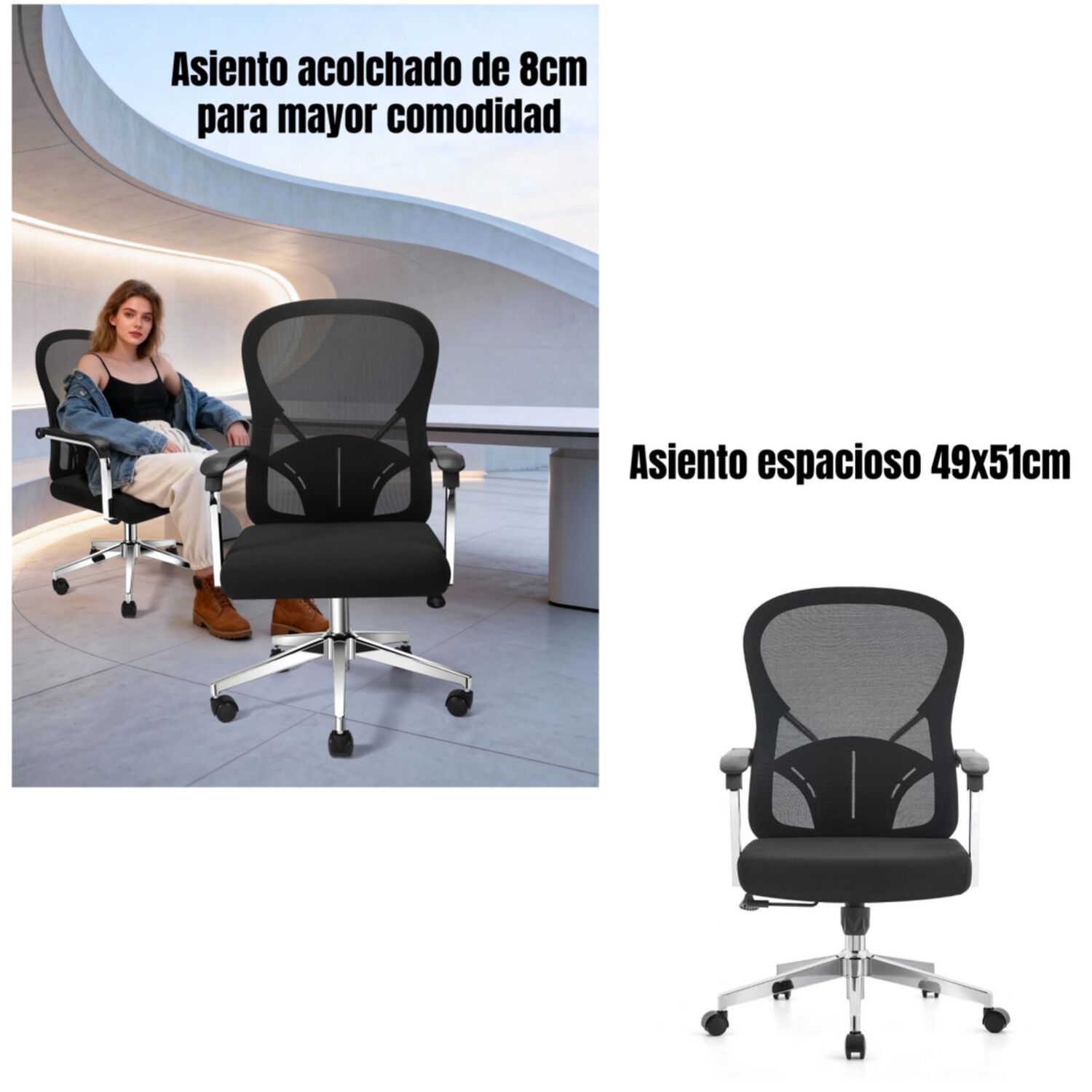 Silla De Escritorio Oficina Ejecutiva Ergon&oacute;mica Pack 2 Sillas image number 4.0