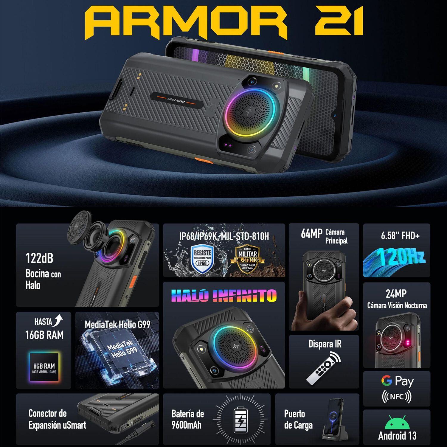 Ulefone Power Armor 21 - Smartphone Resistente Con Sonido Hifi Y Halo Infinito image number 2.0