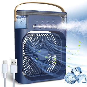 Climatizador Port&aacute;til Fr&iacute;o 4 En 1 Ventilador Humificador Enfriador Lampara Led 220v Usb Azul