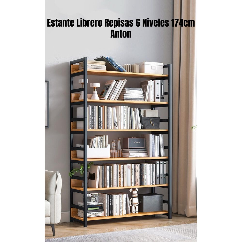 Estantes Librero Repisas De 6 Niveles 174cm Anton image number 4.0