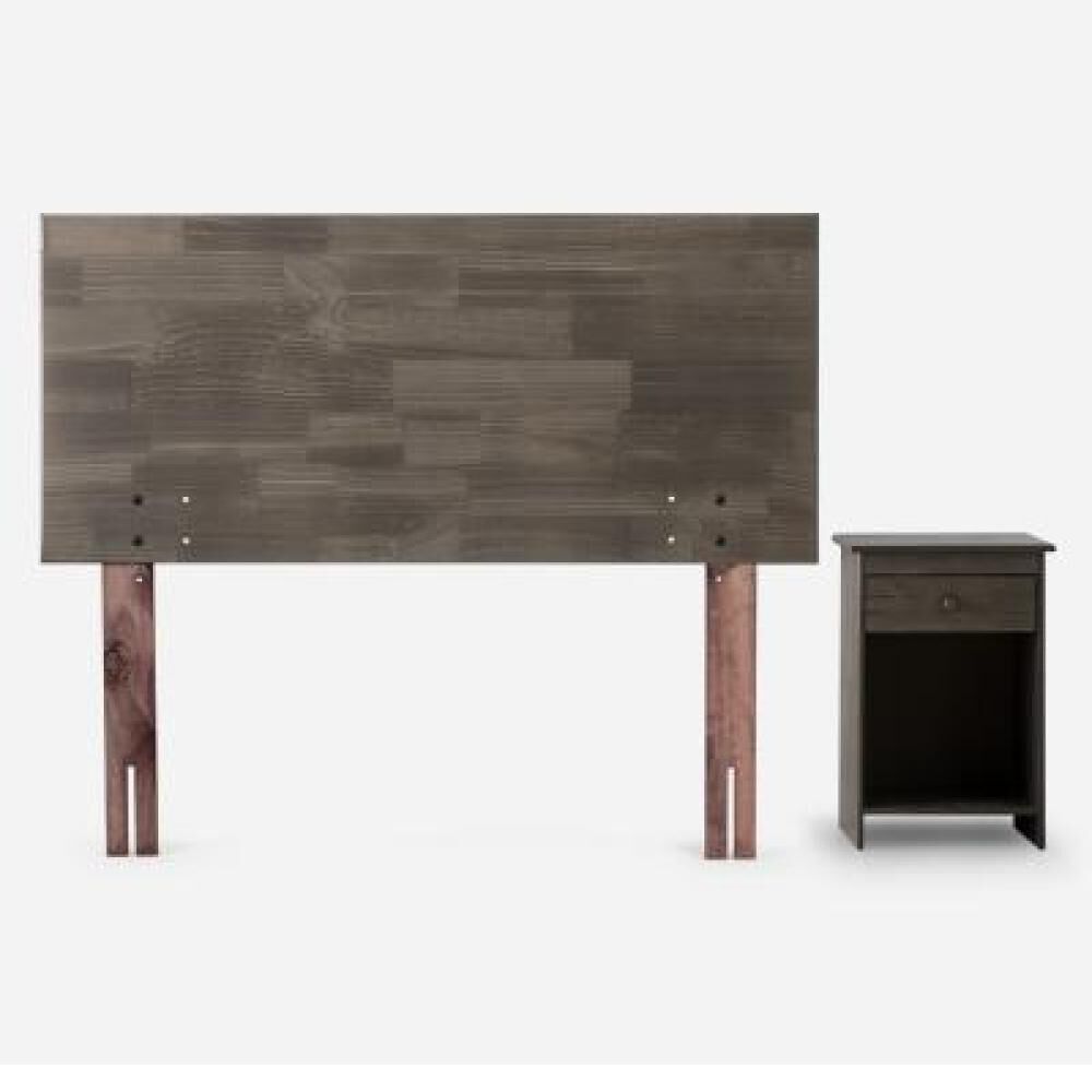 Cama Europea Rosen Wave / 1.5 Plazas / Base Normal + Set De Maderas Tabor Grafito image number 18.0