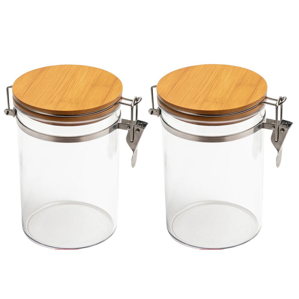 Set 2 Frascos Tarro Hermetico Vidrio 600ml Con Tapa De Bambu image number 0.0