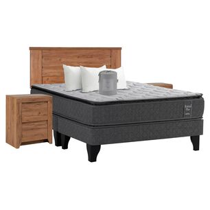 Cama Europea Celta Astral / 2 Plazas / Base Dividida + Set De Maderas + Almohadas + Juego De S&aacute;banas