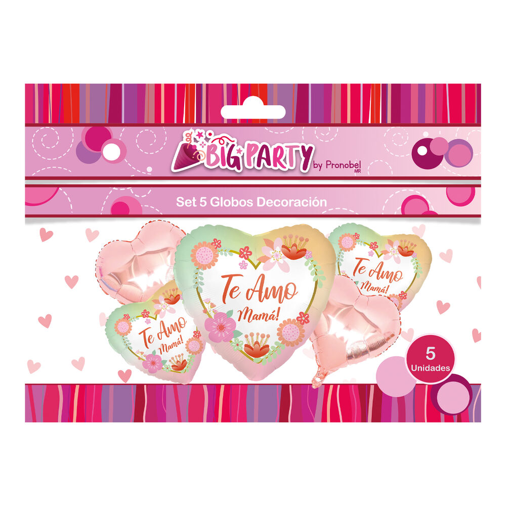Set 5 Globos Foil Corazon Mamá Big Party image number 0.0