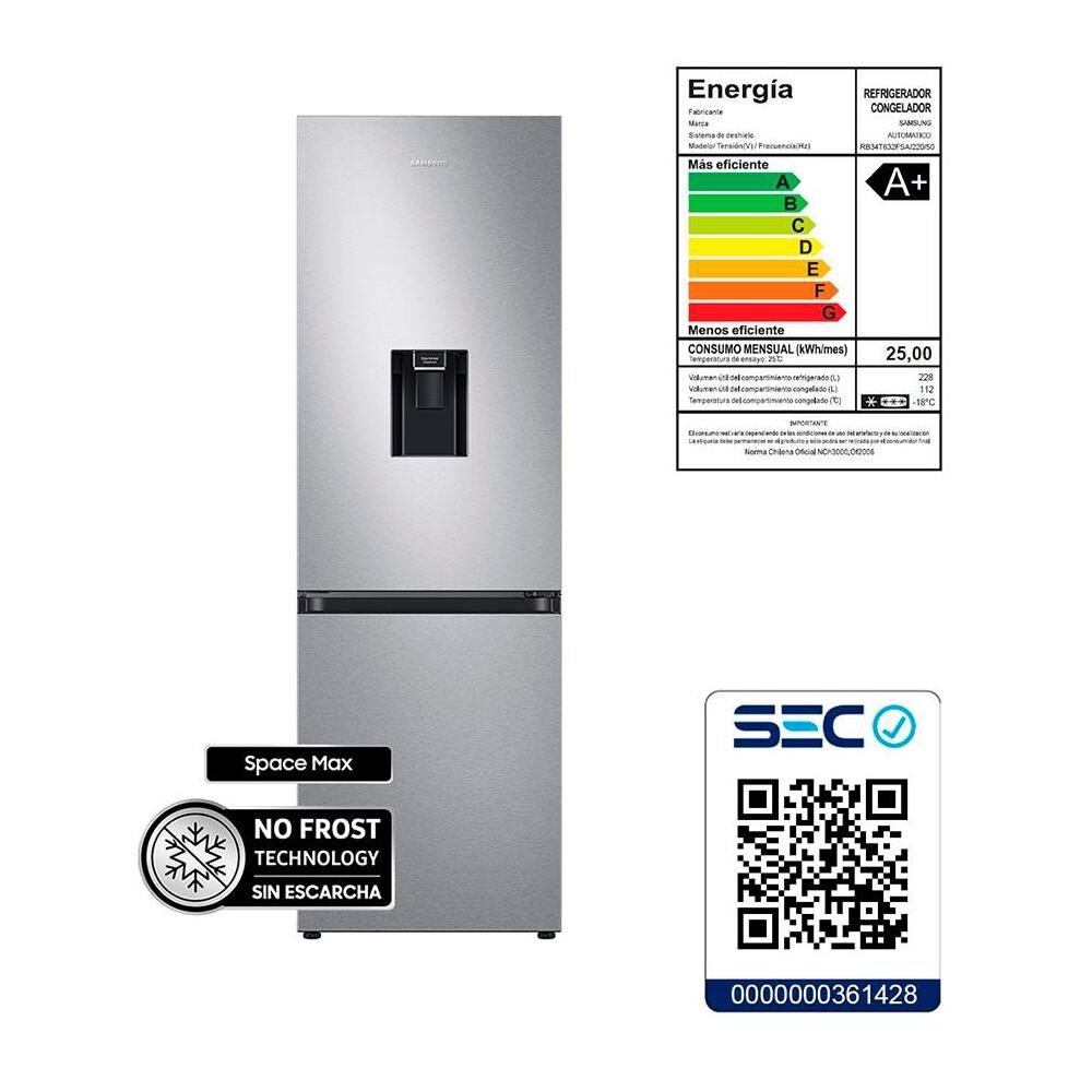 Refrigerador Bottom Freezer Samsung RB34T632FSA/ZS / No Frost / 331 Litros / A+ image number 9.0