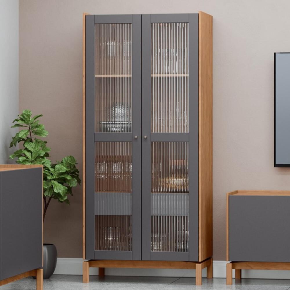 Vitrina Barcelona 2 Puertas + 1 Caj&oacute;n Grafito-roble image number 2.0