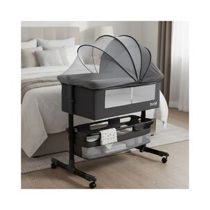 Cuna Colecho Cozy Con Colch&oacute;n Mosquitero Canasto Negro Huvi