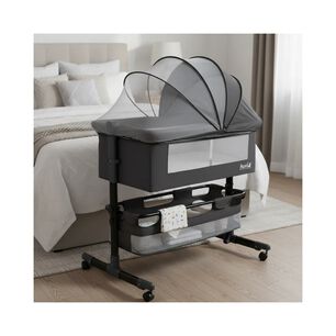 Cuna Colecho Cozy Con Colch&oacute;n Mosquitero Canasto Negro Huvi