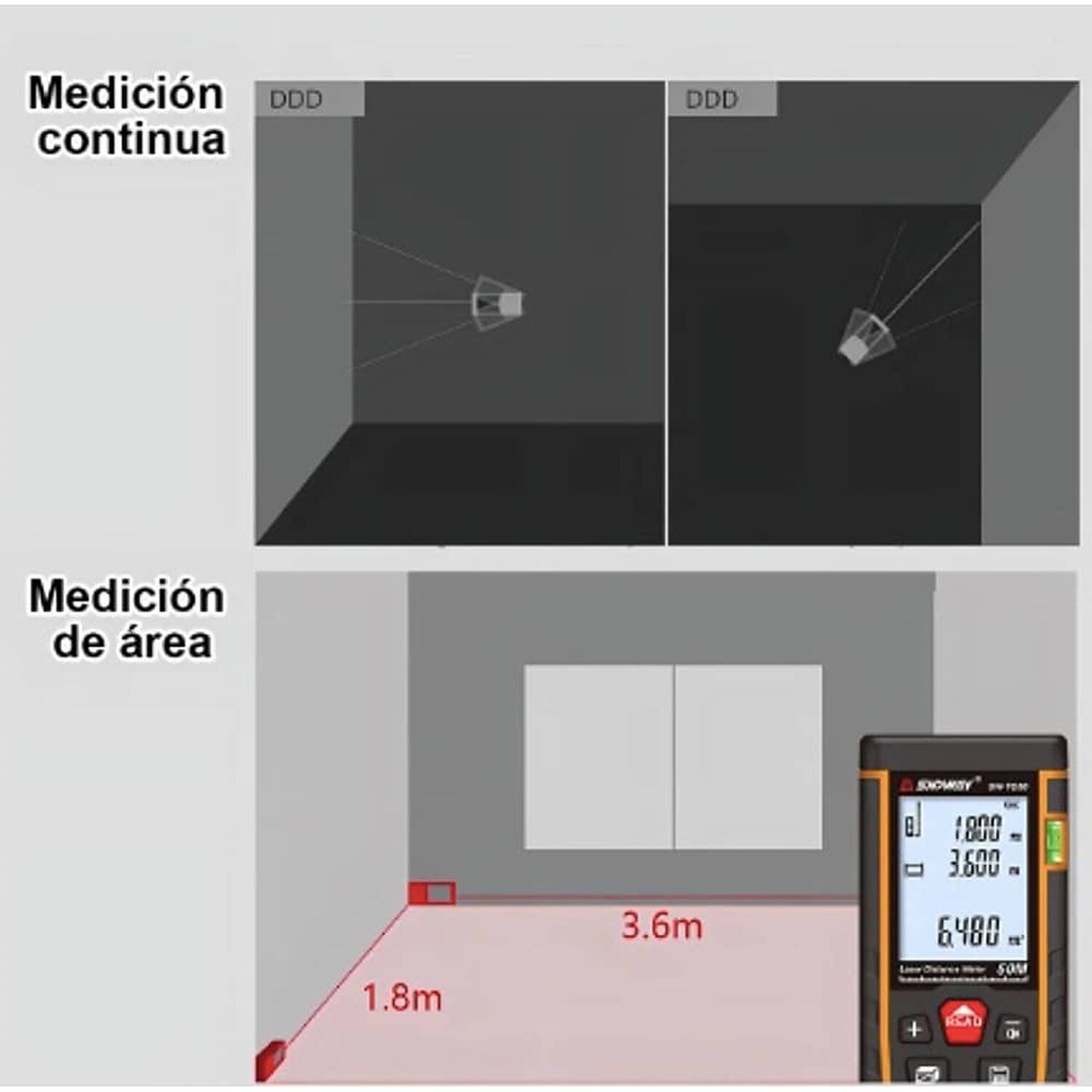 Medidor De Distancia Laser Digital 50 Metros image number 2.0
