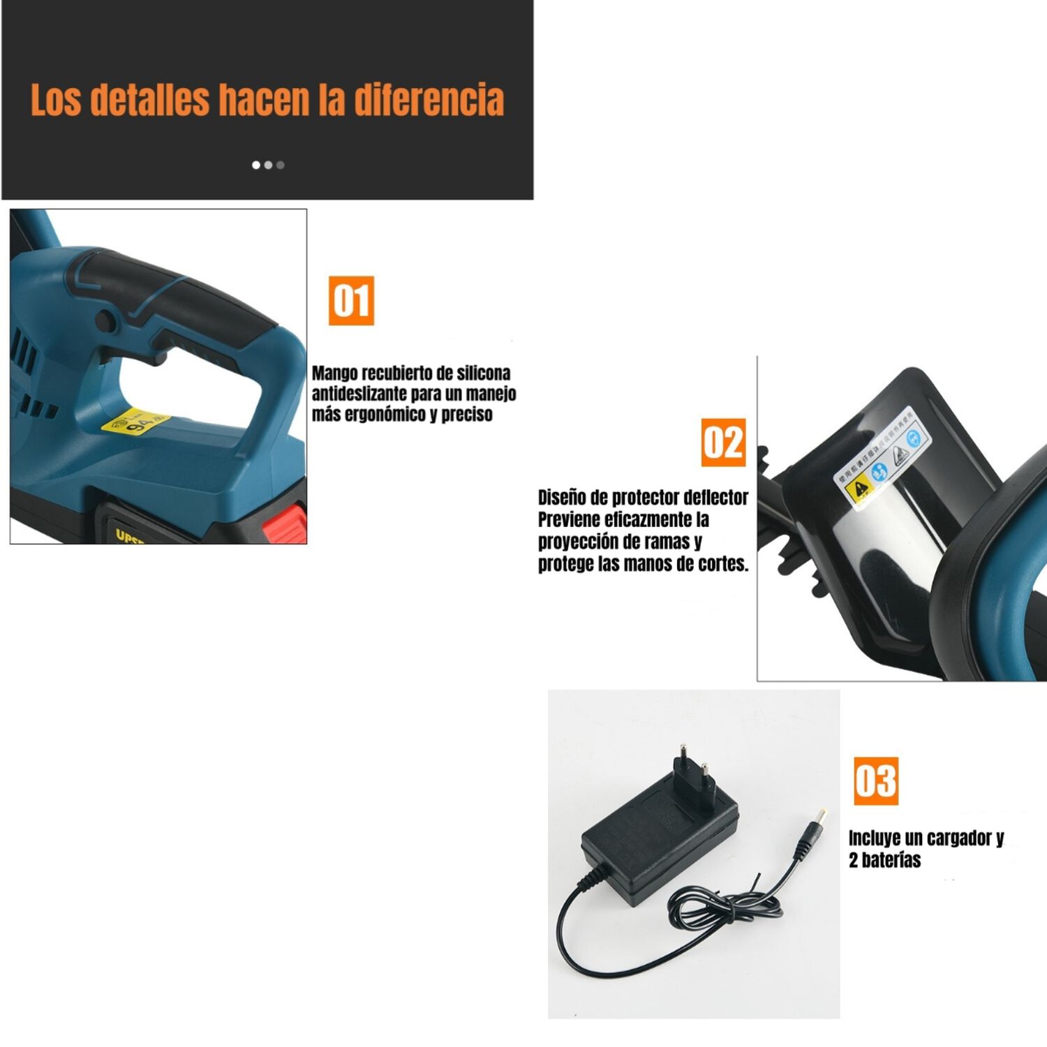 Cortasetos El&eacute;ctrico Inal&aacute;mbrico 18" 800w Con 2 Bater&iacute;as F03 image number 5.0