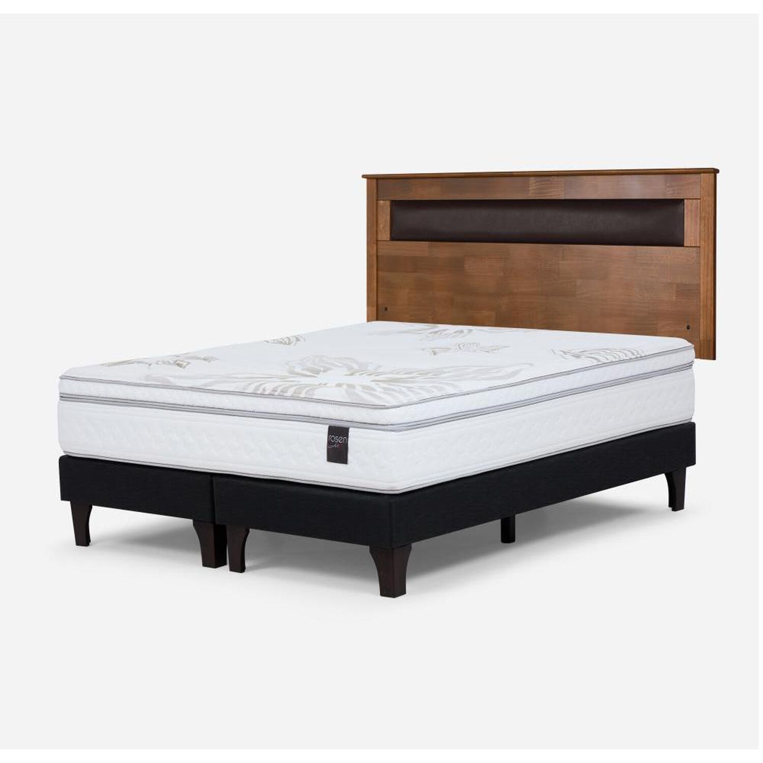 Cama Europea Rosen Art 4 / 2 Plazas / Base Dividida + Respaldo image number 1.0
