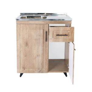 Kit Mueble Lavaplatos Wood Derecho Domsa (incluye Desagüe Con Sifón) 80x50x90cm
