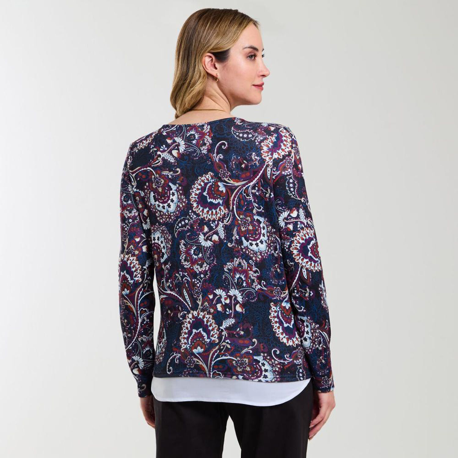 Sweater Full Print Manga Larga Cuello Redondo Mujer Geeps image number 3.0