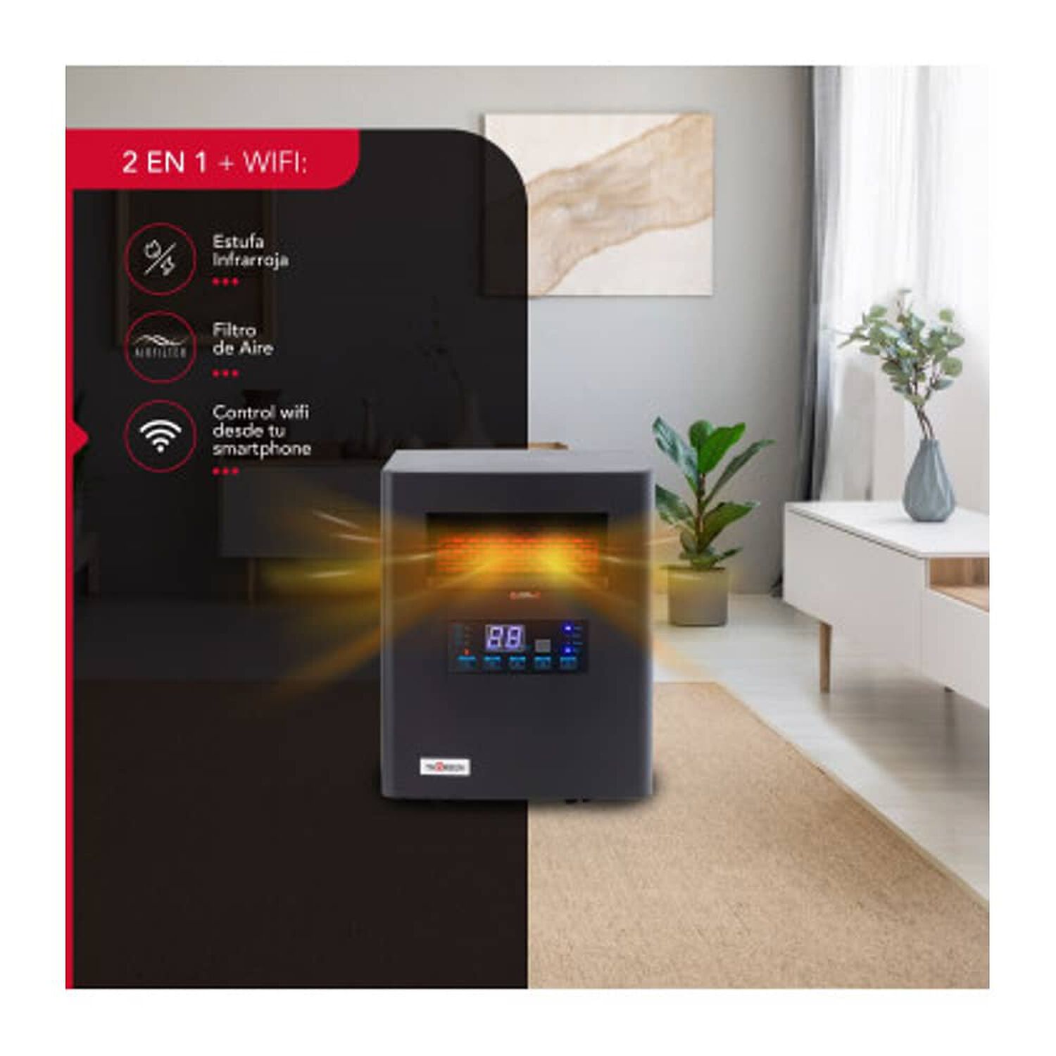 Estufa Electrica Infrarroja Thor Green 1500 Wifi image number 1.0