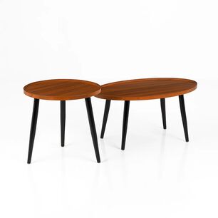 Set De Mesas De Centro Nido - Dise&ntilde;o Moderno De Madera Y Metal