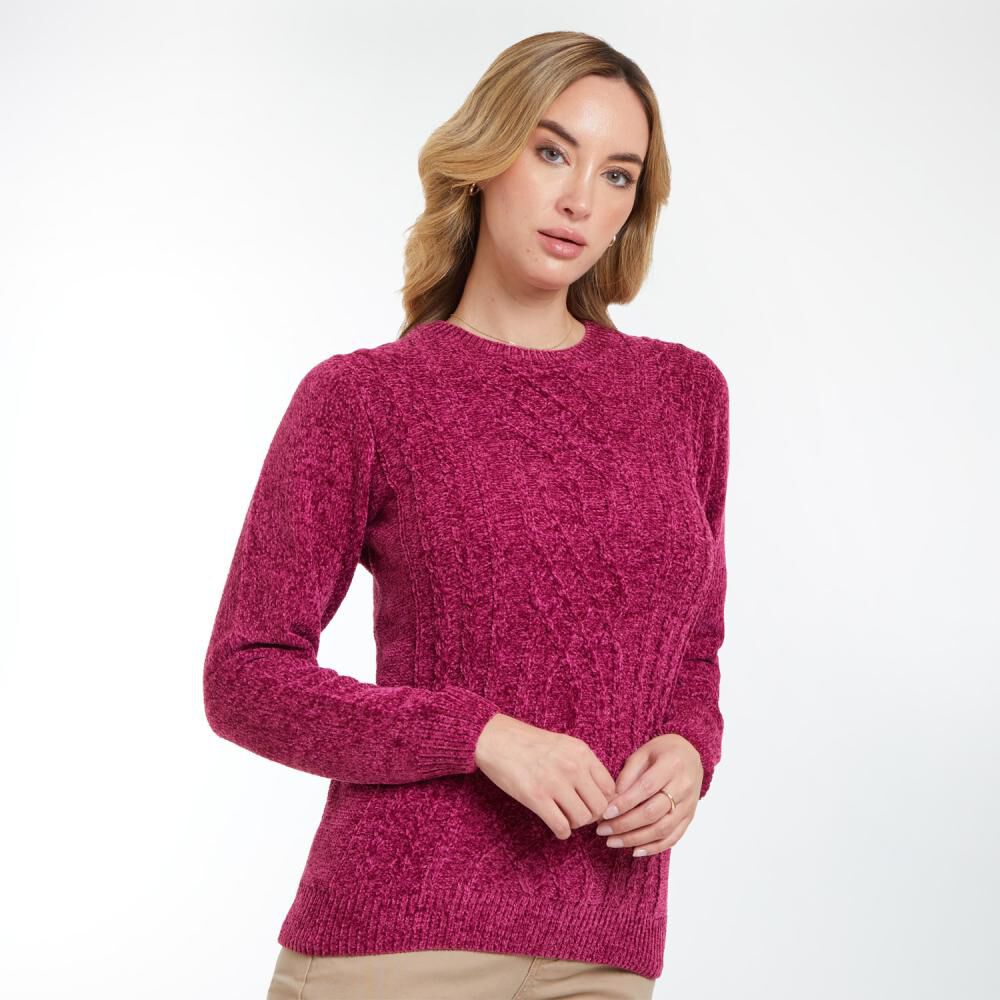 Sweater Chenille Liso Cuello Redondo Mujer Geeps image number 2.0