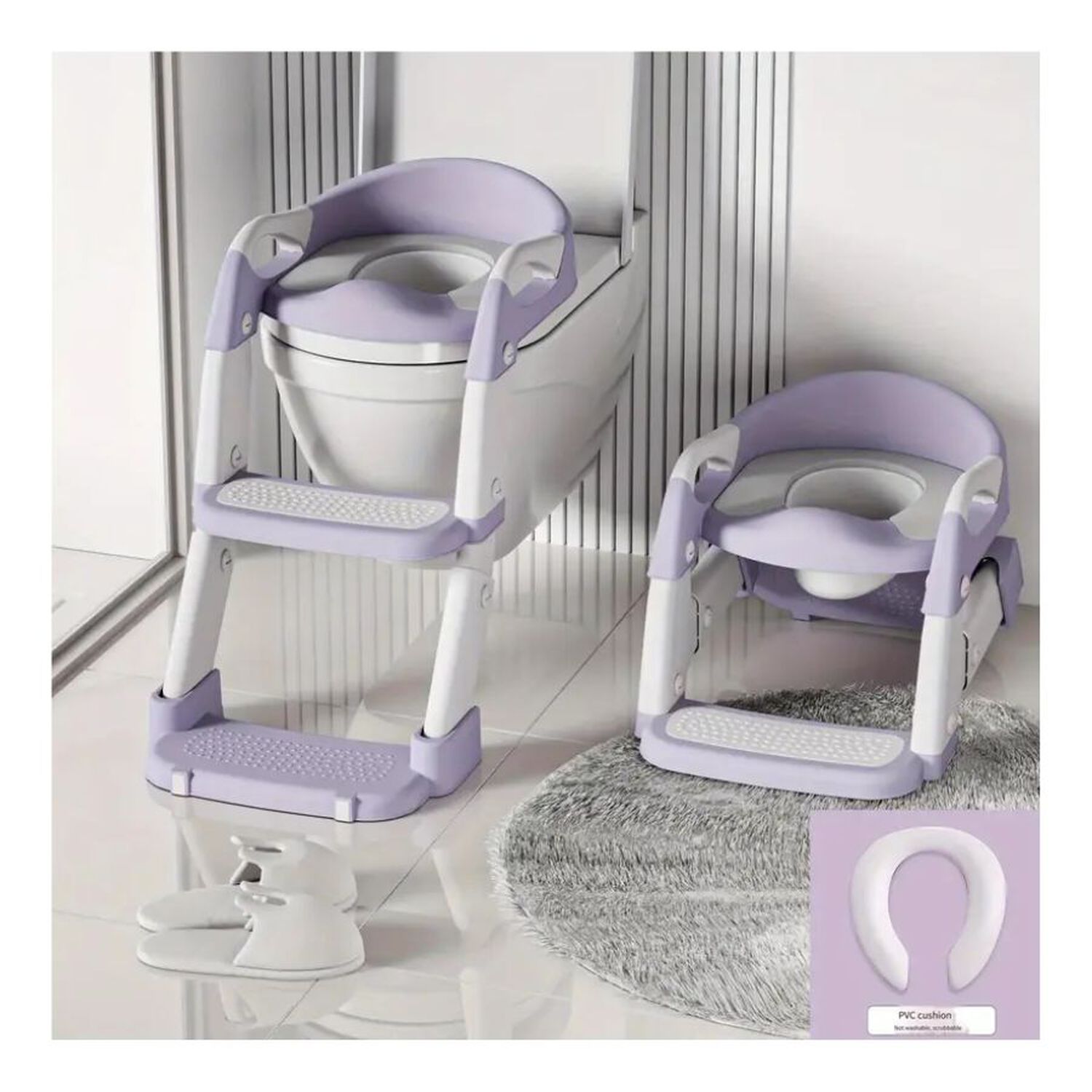 Asiento De Ba&ntilde;o Plegable Multifuncional 3en1 Infantil Morado image number 1.0