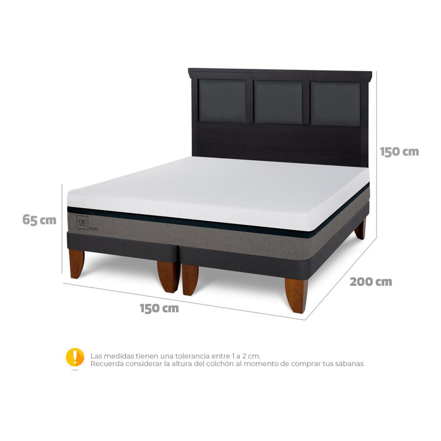Cama Europea Cic Balance / 2 Plazas / Base Dividida + Respaldo image number 5.0