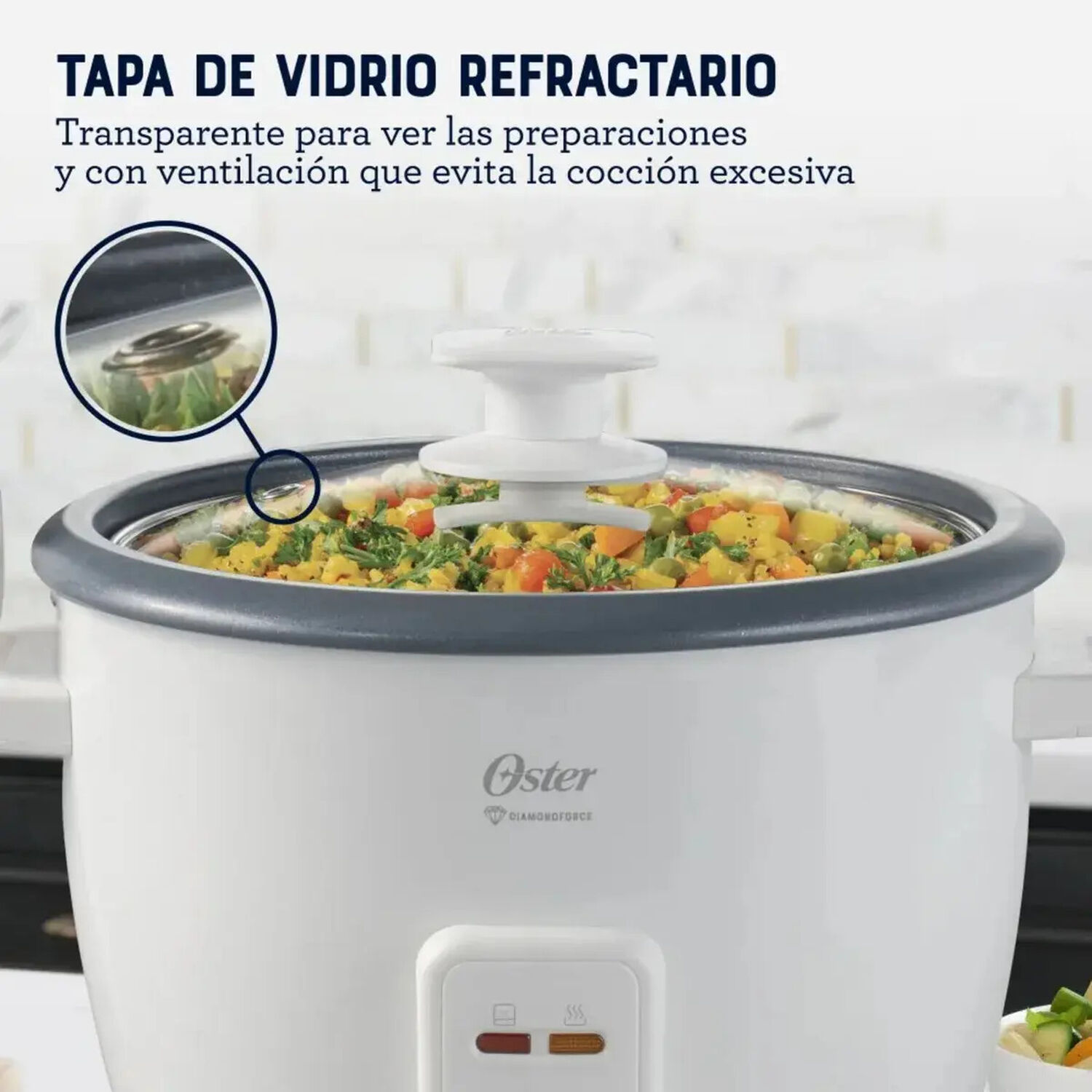 Arrocera Multifuncional Marca Oster 7 Tazas De Arroz Diamondforce Antiadherente Color Blanca 50 Hz image number 6.0