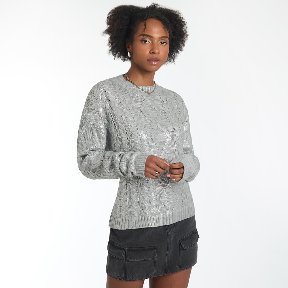 Sweater Metalizado Manga Larga Cuello Redondo Mujer Rolly Go image number 2.0