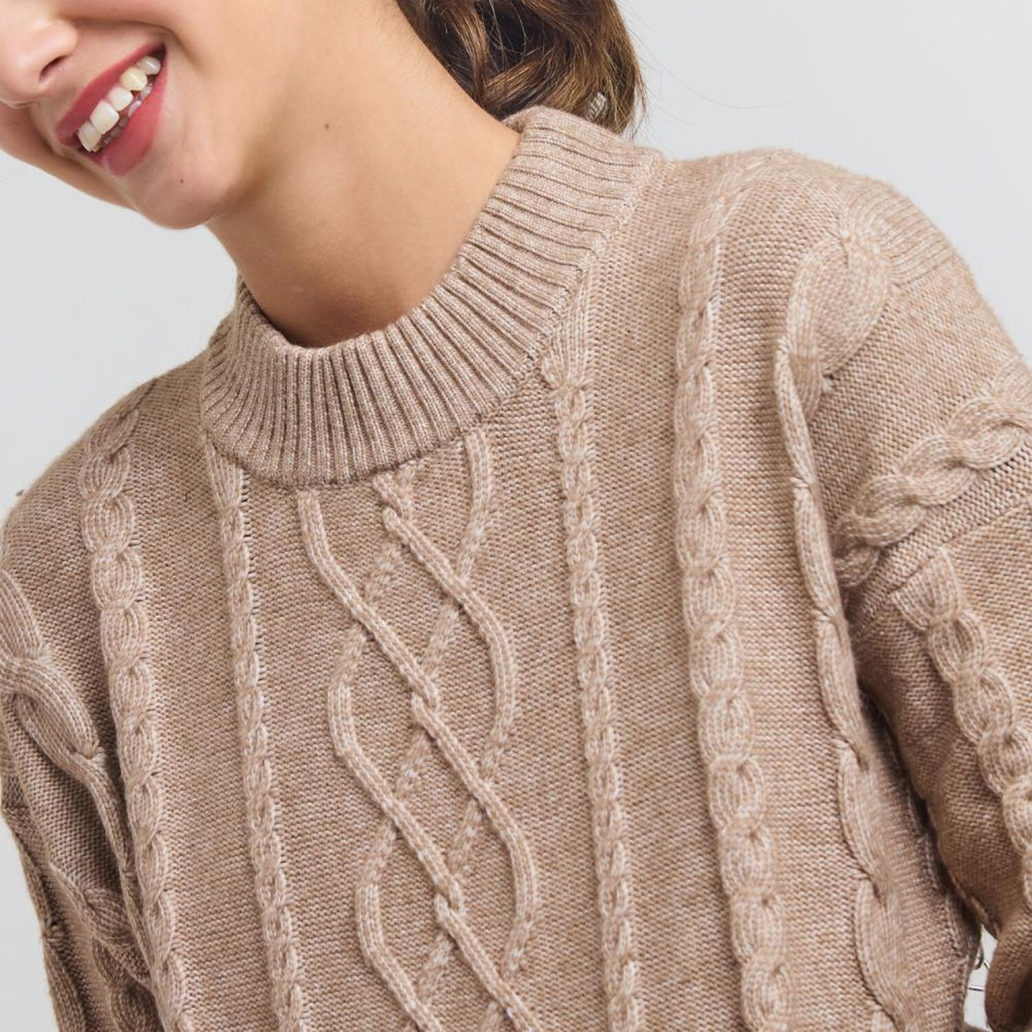 Sweater Melange Manga Larga Cuello Redondo Mujer Freedom image number 4.0
