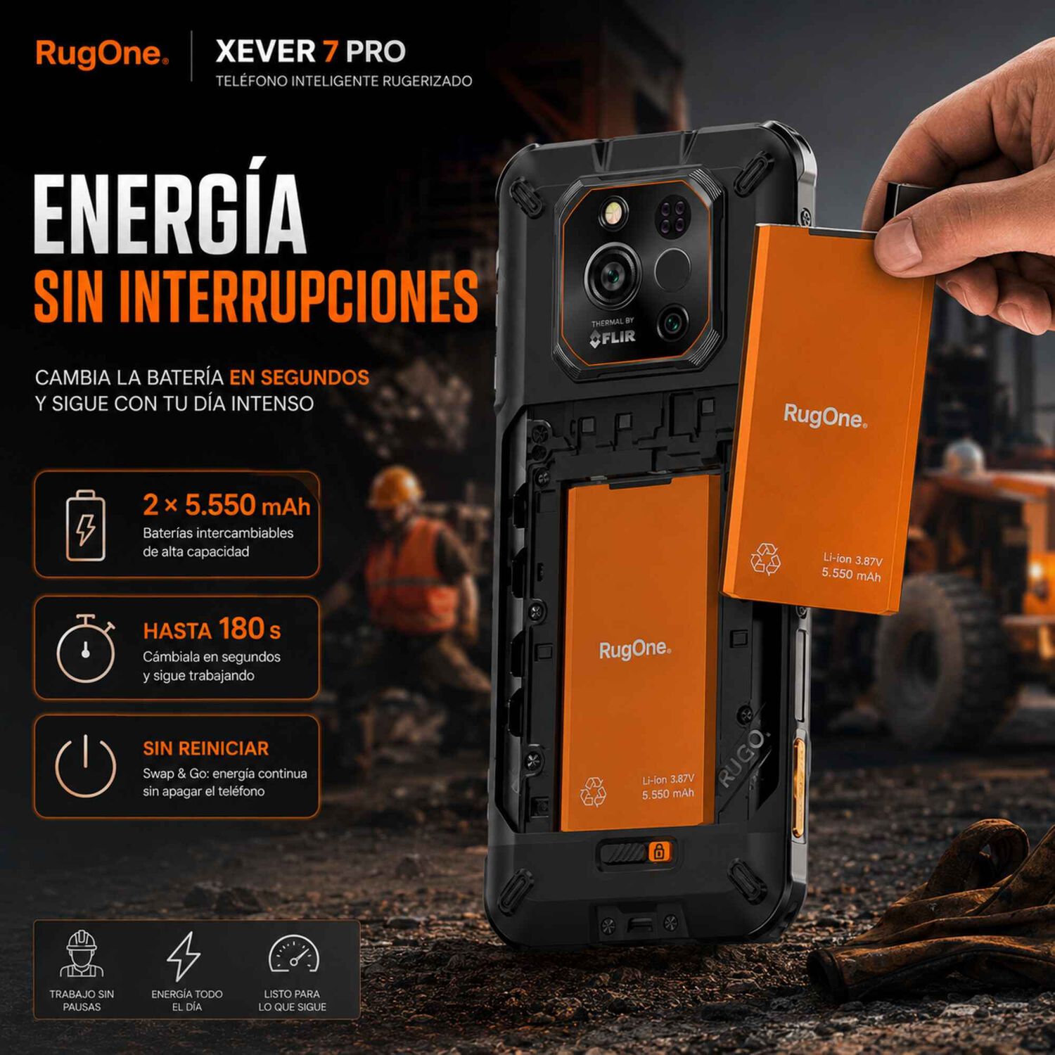 Celular Rugged Rugone Xever 7 Pro 5g T&eacute;rmica Flir 512gb 16gb image number 8.0