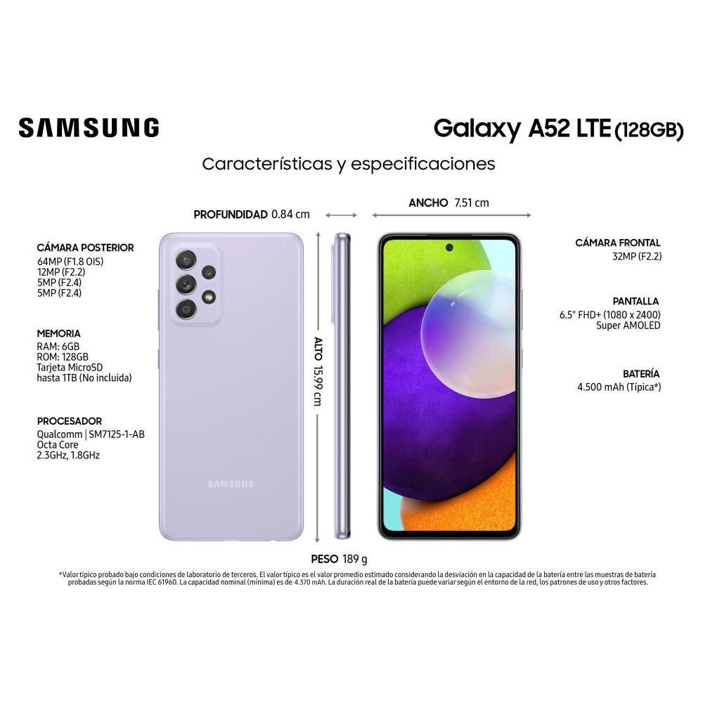 Smartphone Samsung A52 Violeta / 128 Gb / Liberado image number 2.0