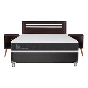 Box Spring Cic Ortopedic / 2 Plazas / Base Normal + Set De Maderas