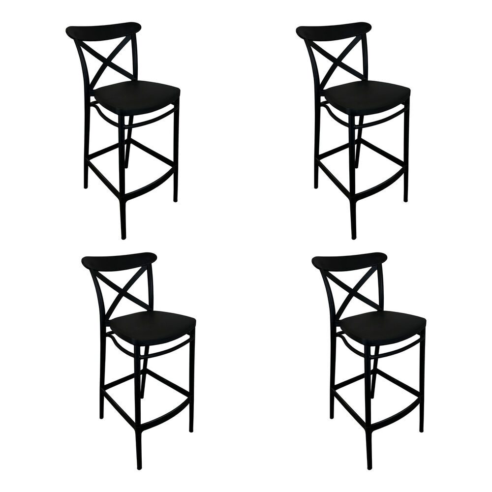 Pack 4 Taburetes Bar Crossback Negra image number 0.0