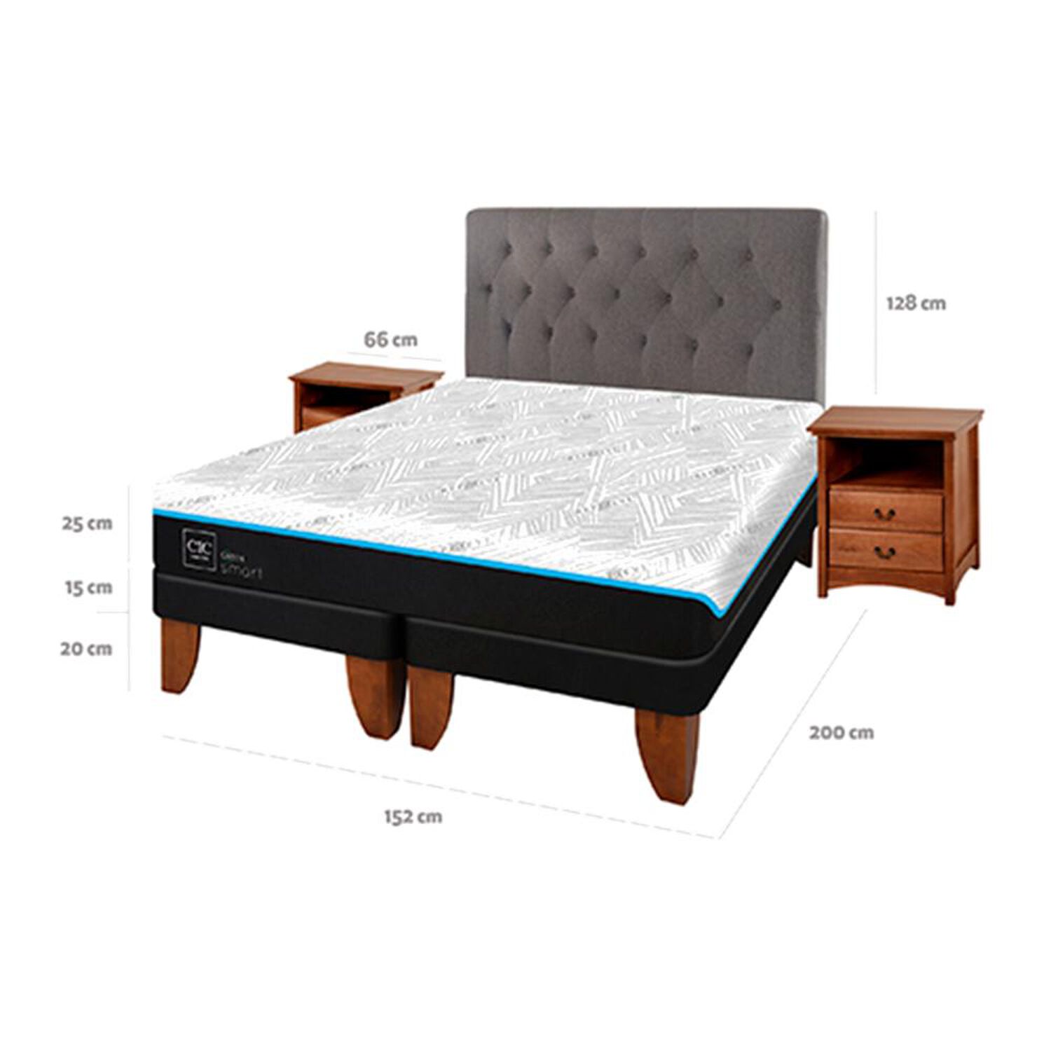 Cama Europea Cic Green Infinity / 2 Plazas / Base Dividida + Set De Maderas image number 6.0