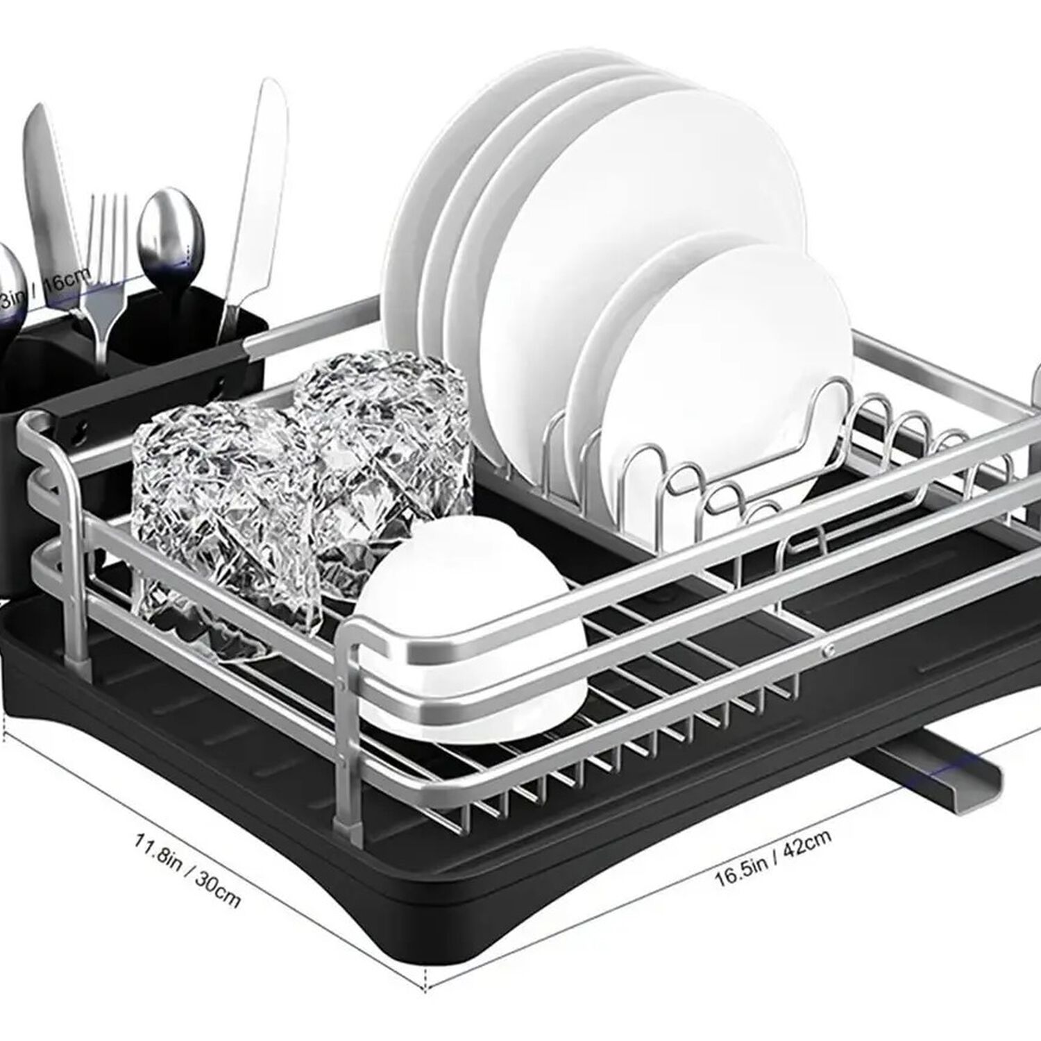 Secaplatos Escurridor De Platos De Aluminio Con Bandeja Negra image number 5.0