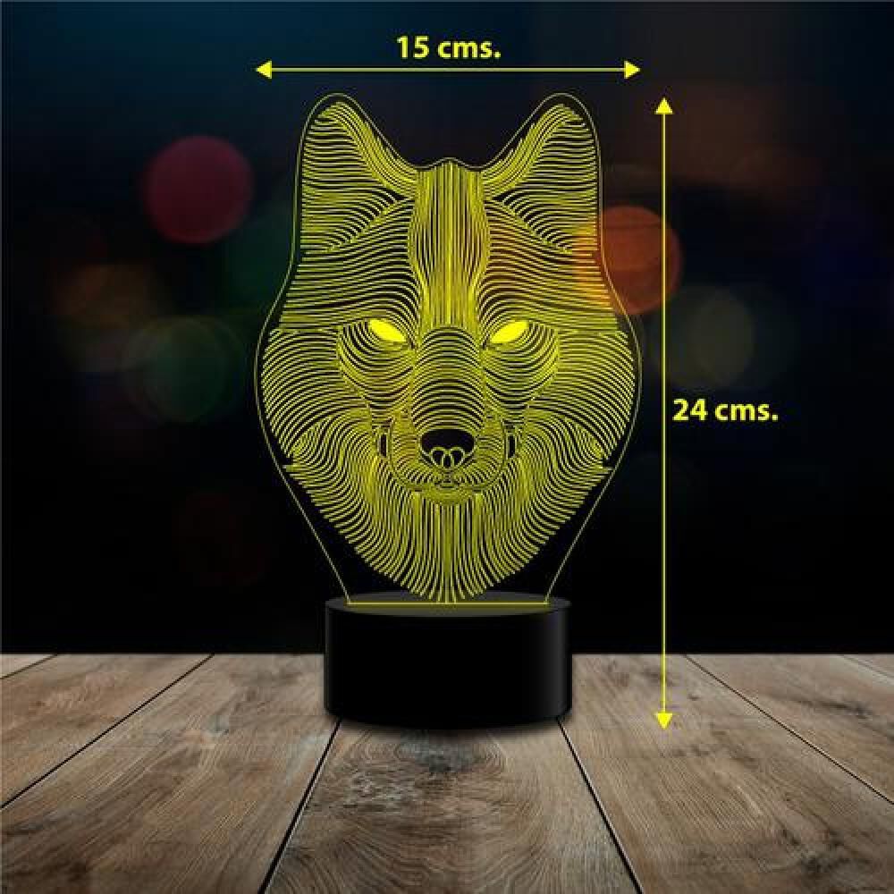 Lámpara 3d Lobo Wolf, Game Of Thrones Stark, 7 Colores Acril image number 2.0