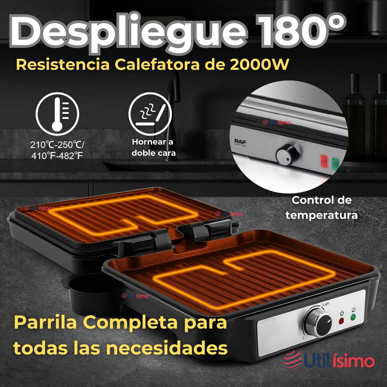 Plancha Parrillera El&eacute;ctrica 2000w Asadora Doble Cara Antiadherente image number 4.0