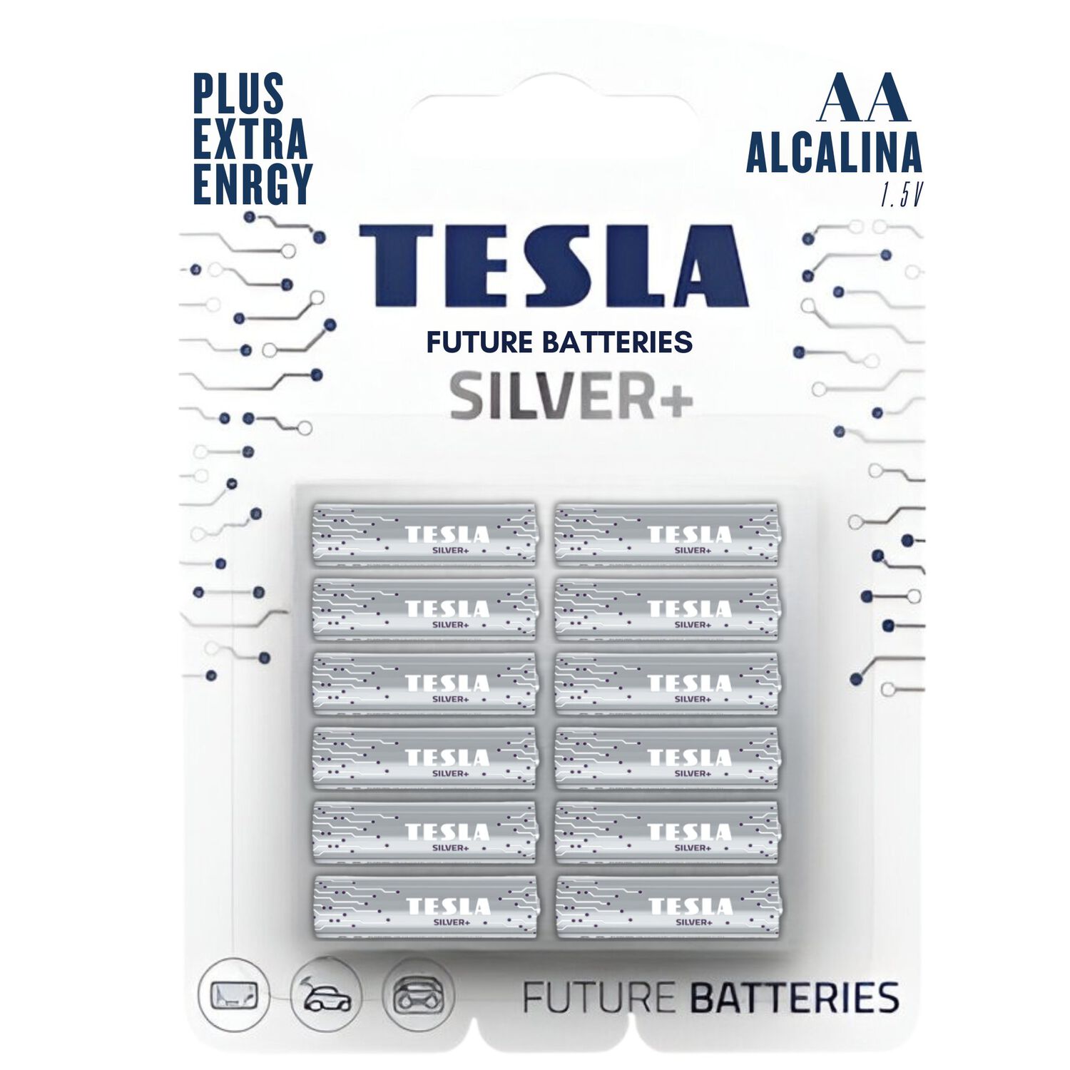 Pack 12 Pilas Aa Tesla Silver+ Alkaline Plus Extra Energy image number 4.0