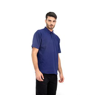 Polera Pique Quebec Manga Corta Azul Hombre