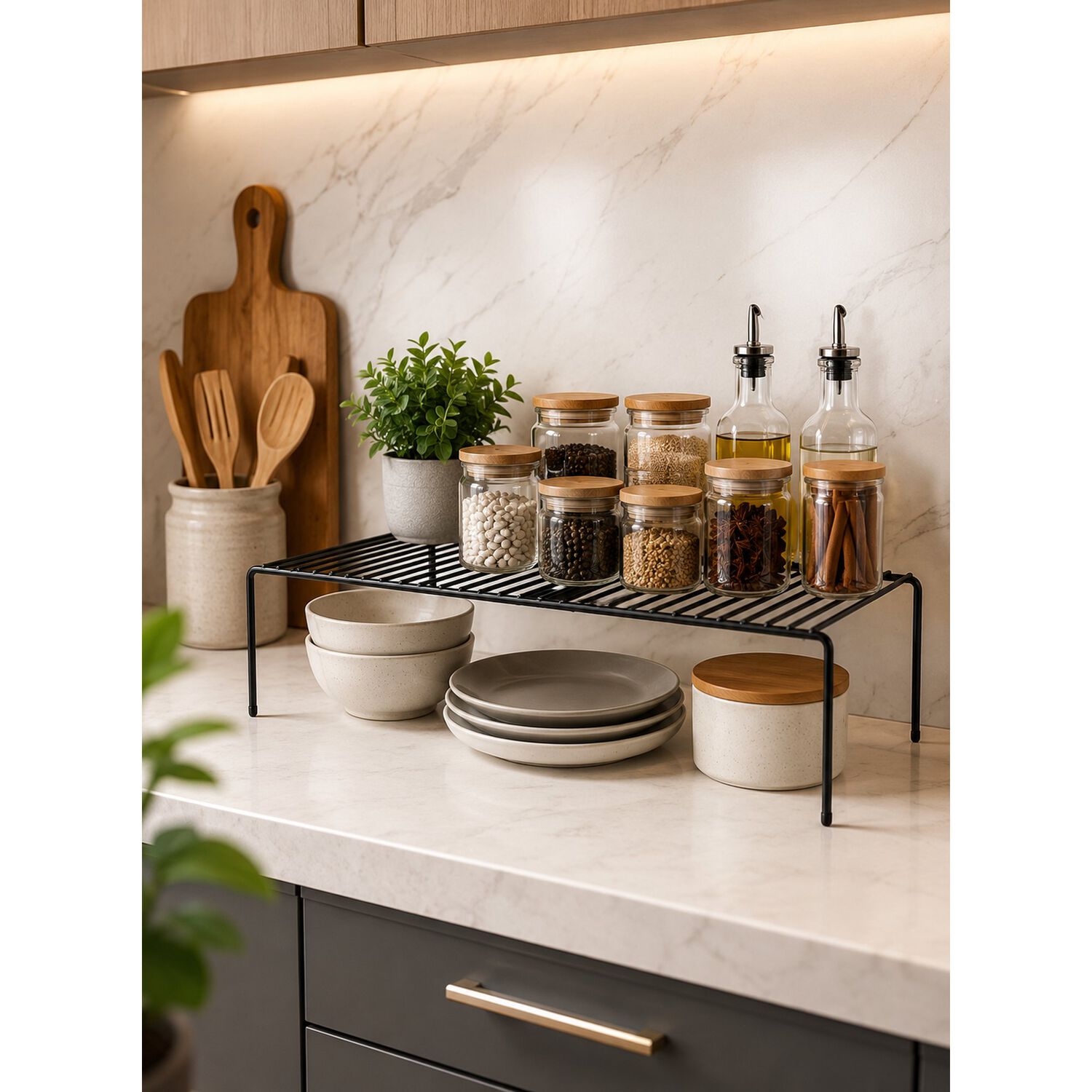 Repisa Extensible De Hierro Apilable Organizador Rack Cocina image number 2.0