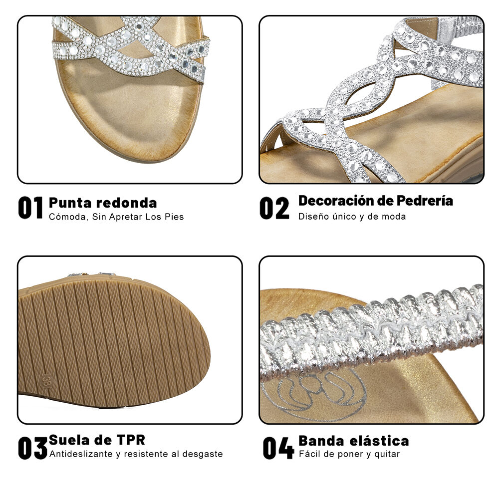 Sandalia Plana Casuales Pedrer&iacute;a Mujer Weide Js76 image number 8.0