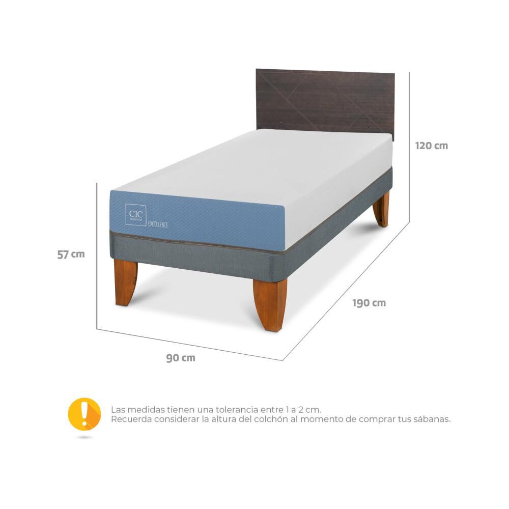 Cama Europea Cic Excellence / 1 Plaza / Base Normal + Respaldo image number 2.0