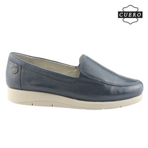 Mocasin De Cuero Chalada Mujer Cira-1 Azul Casual