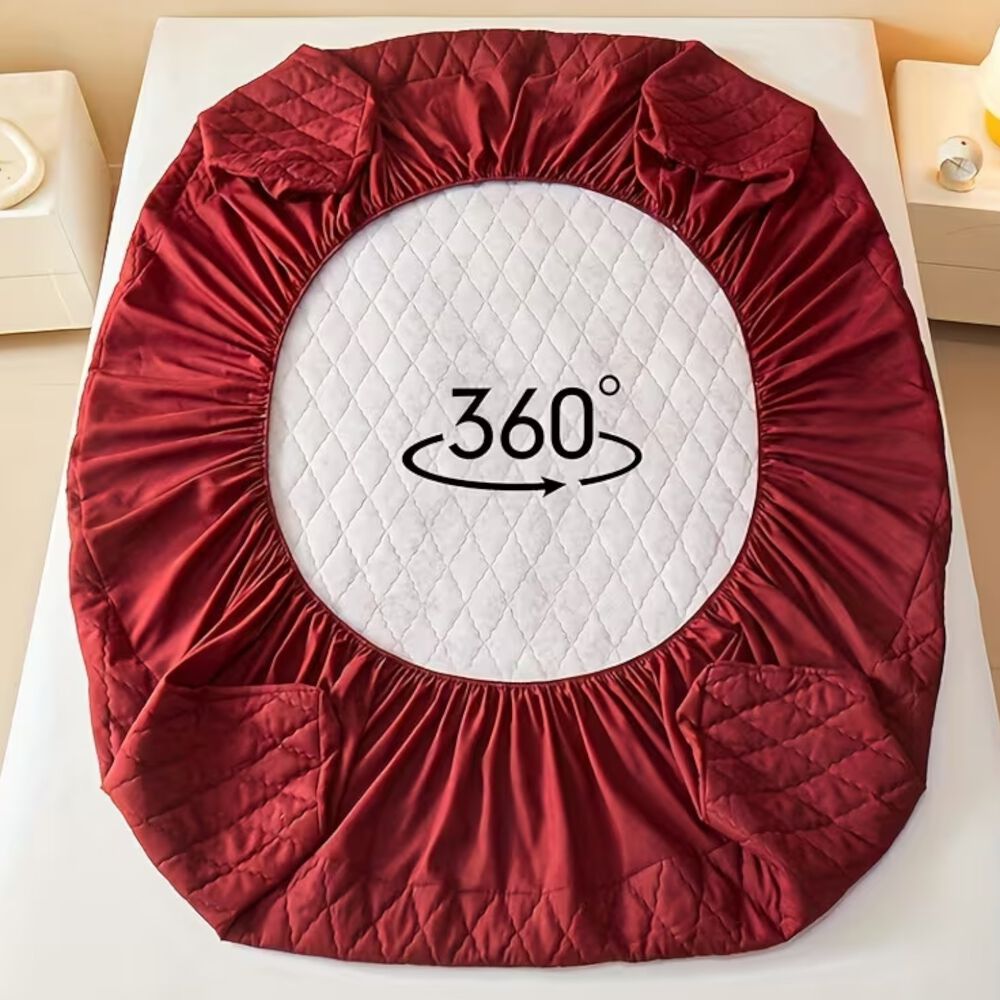 Cubrecolch&oacute;n Impermeable King + 02 Fundas De Almohada Burdeo image number 2.0