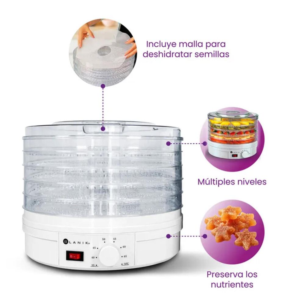 Maquina Deshidratador De Alimentos 250w Bda020 Blanik image number 2.0