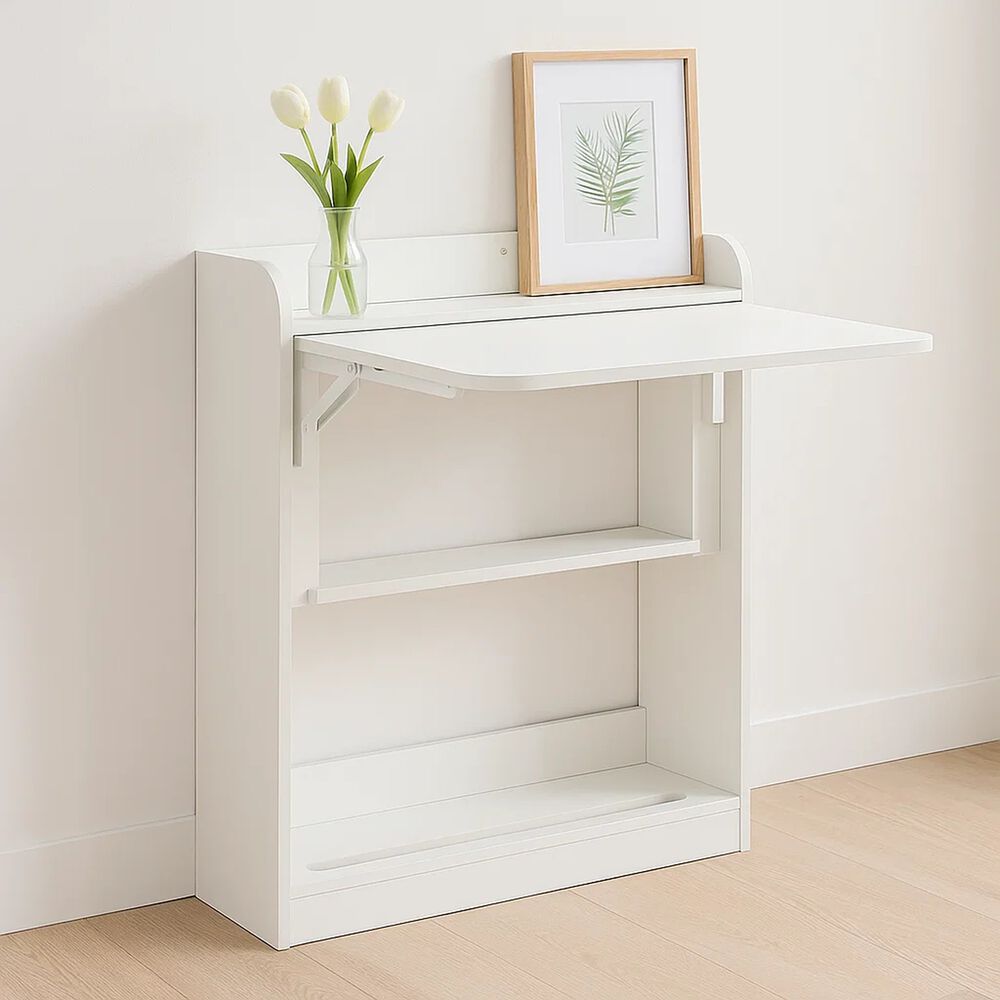 Escritorio Multifuncional Blanco - Compacto Con Estanter&iacute;as image number 1.0