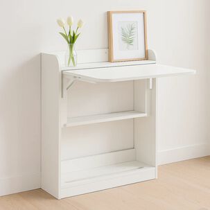 Escritorio Multifuncional Blanco - Compacto Con Estanter&iacute;as
