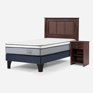 Cama Europea Rosen Indie / 1.5 Plazas / Base Normal + Set De Maderas Rachel