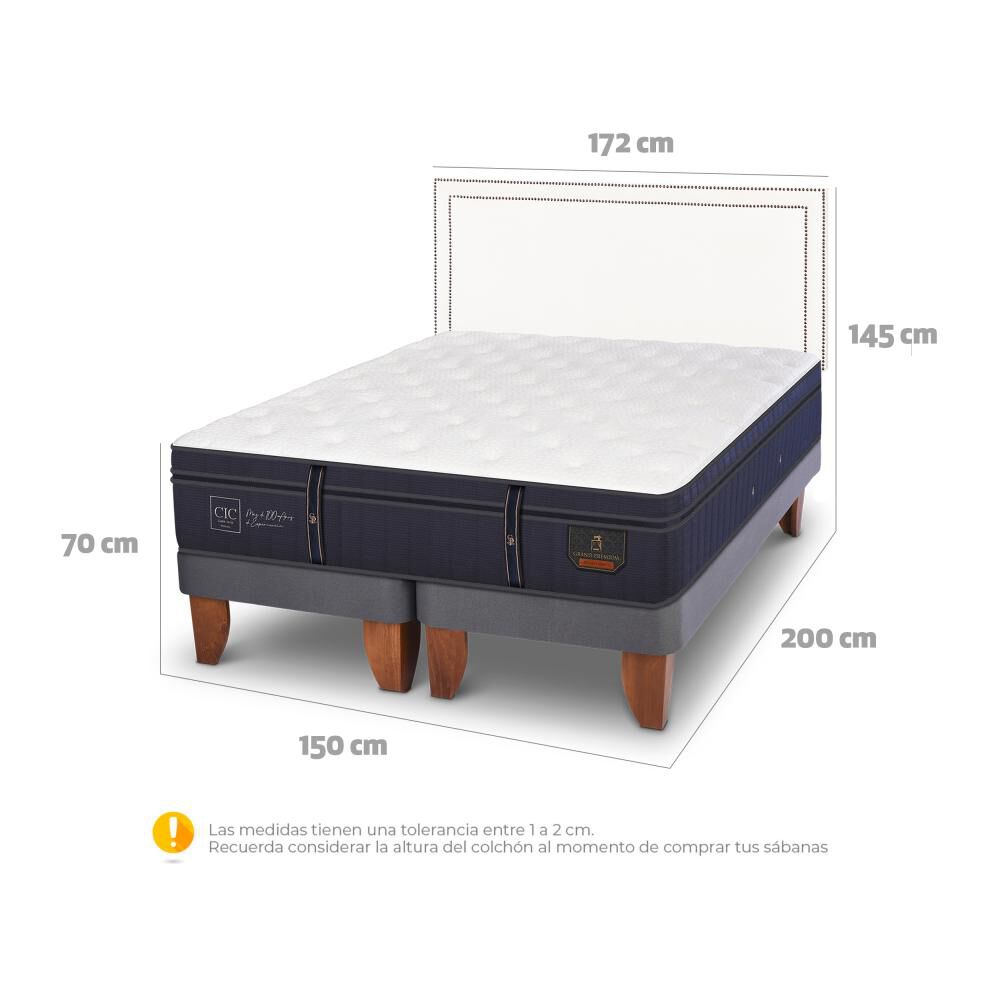 Cama Europea Cic Grand Premium / 2 Plazas / Base Dividida + Respaldo image number 4.0