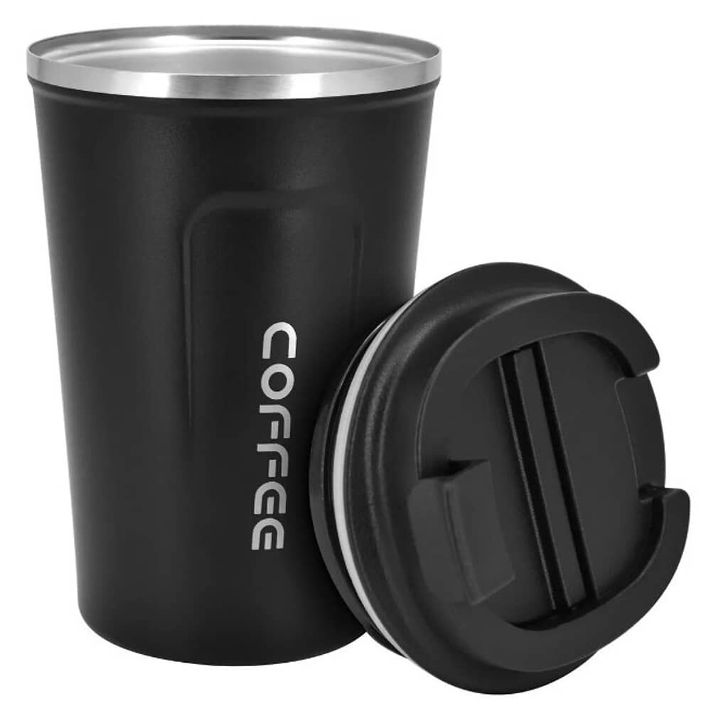 Vaso Termico Port&aacute;til De Doble Capa De Acero Inoxidable Caf&eacute; Negro image number 0.0