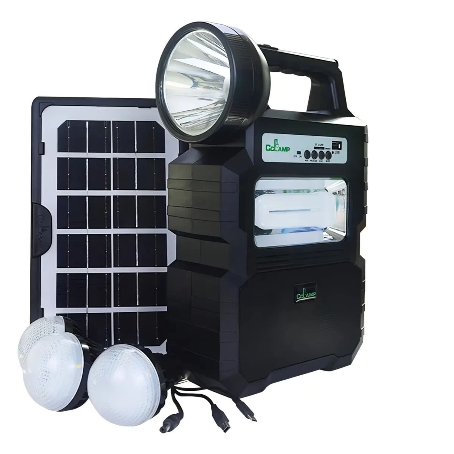 Kit Lampara Solar De Camping Usb + Radio + Bluetooth Color Negro image number 1.0